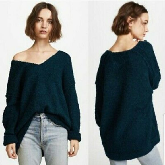 Free People Lofty Dark Turquoise Vneck 